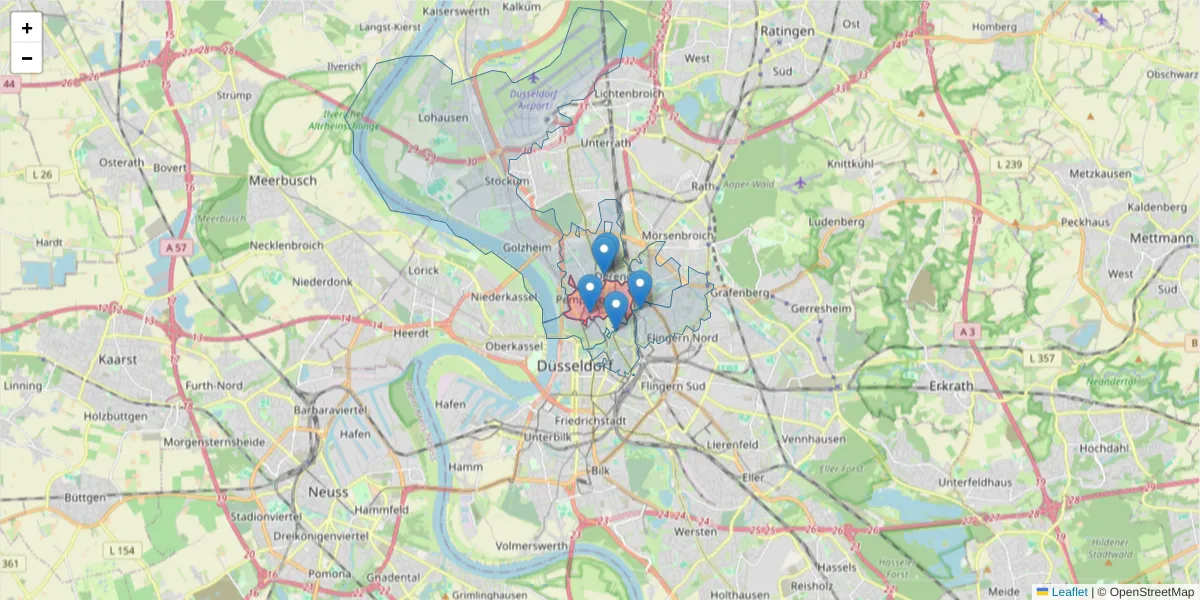 Karte des Postleitzahlen Bereichs  und der umliegenden Postleitzahlen in Deutschland