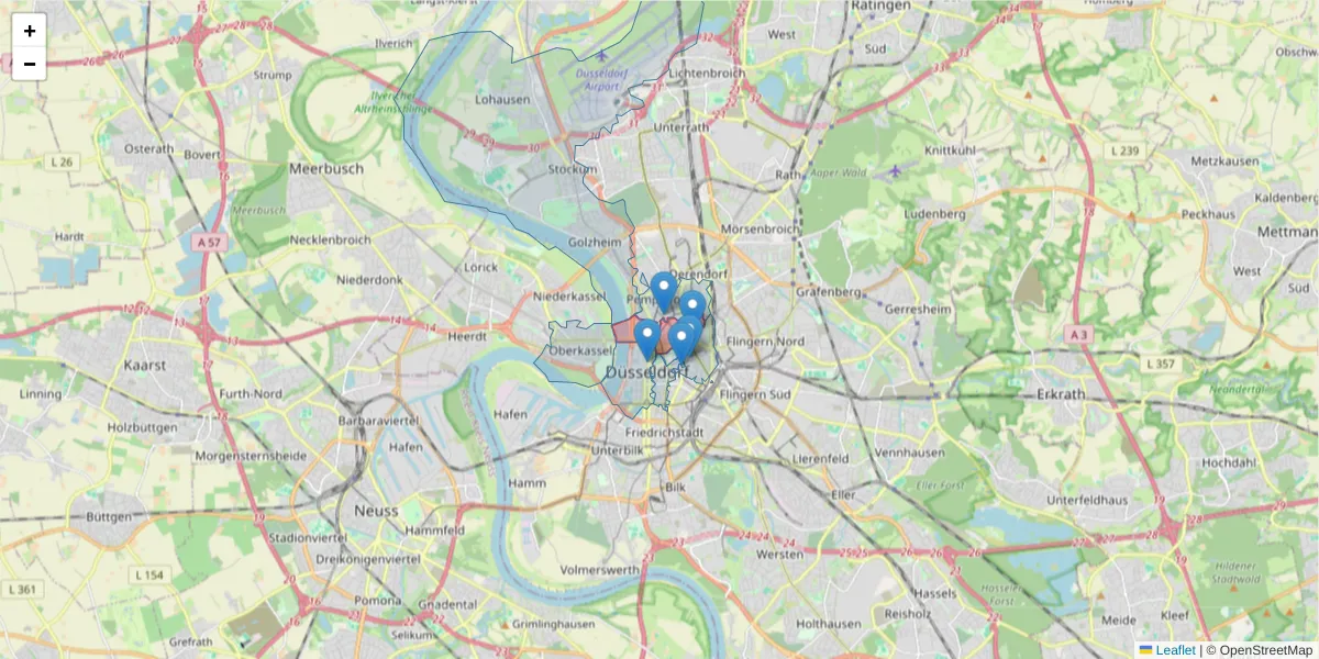 Karte des Postleitzahlen Bereichs  und der umliegenden Postleitzahlen in Deutschland