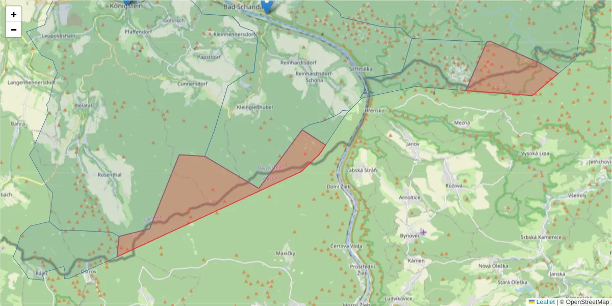 Karte des Postleitzahlen Bereichs  und der umliegenden Postleitzahlen in Deutschland