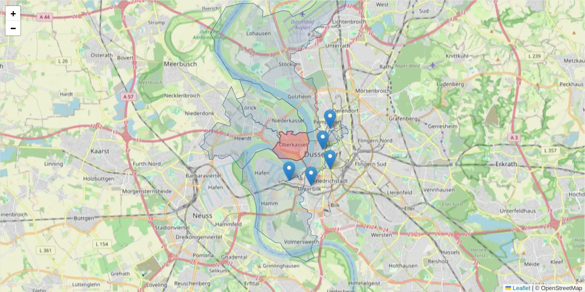 Karte des Postleitzahlen Bereichs  und der umliegenden Postleitzahlen in Deutschland
