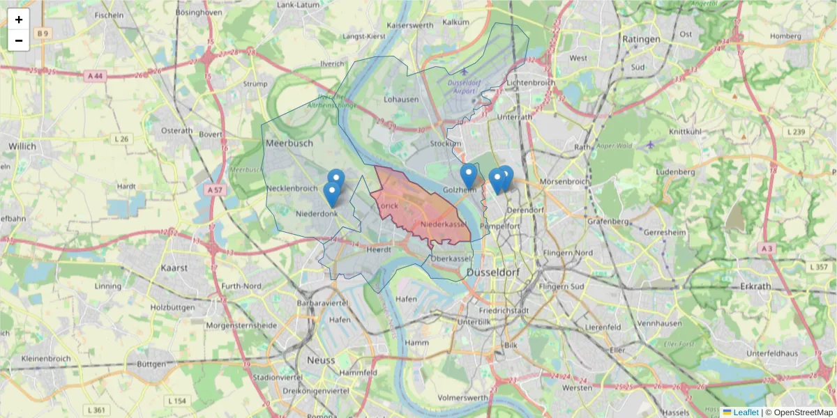 Karte des Postleitzahlen Bereichs  und der umliegenden Postleitzahlen in Deutschland