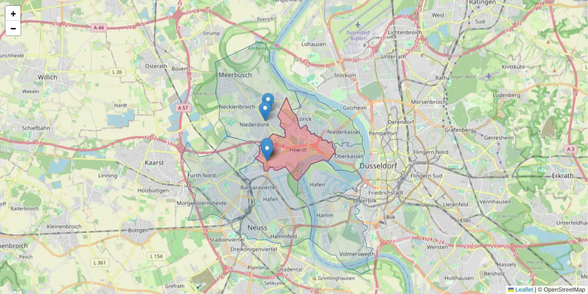 Karte des Postleitzahlen Bereichs  und der umliegenden Postleitzahlen in Deutschland