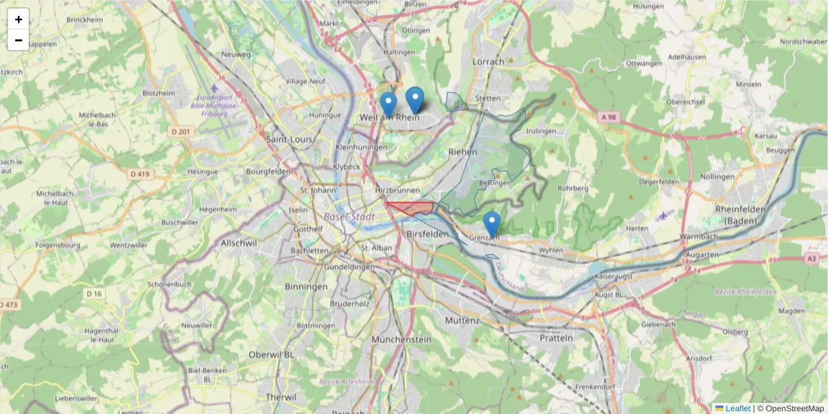 Karte des Postleitzahlen Bereichs  und der umliegenden Postleitzahlen in Deutschland