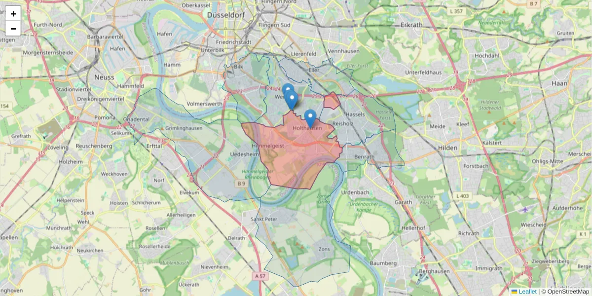 Karte des Postleitzahlen Bereichs  und der umliegenden Postleitzahlen in Deutschland