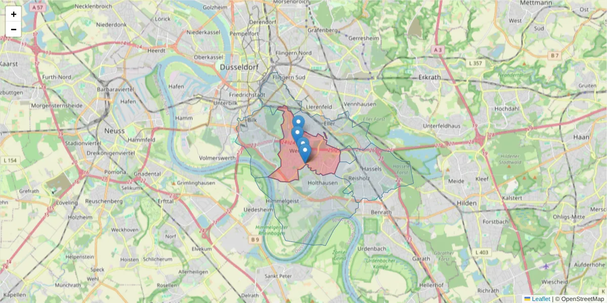 Karte des Postleitzahlen Bereichs  und der umliegenden Postleitzahlen in Deutschland