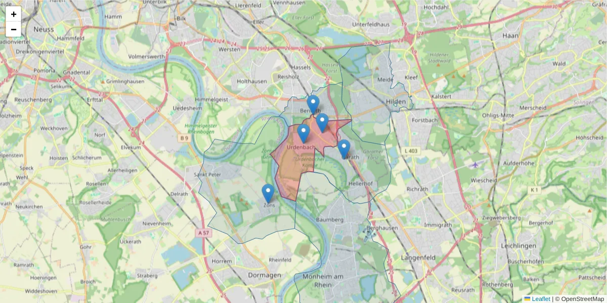 Karte des Postleitzahlen Bereichs  und der umliegenden Postleitzahlen in Deutschland