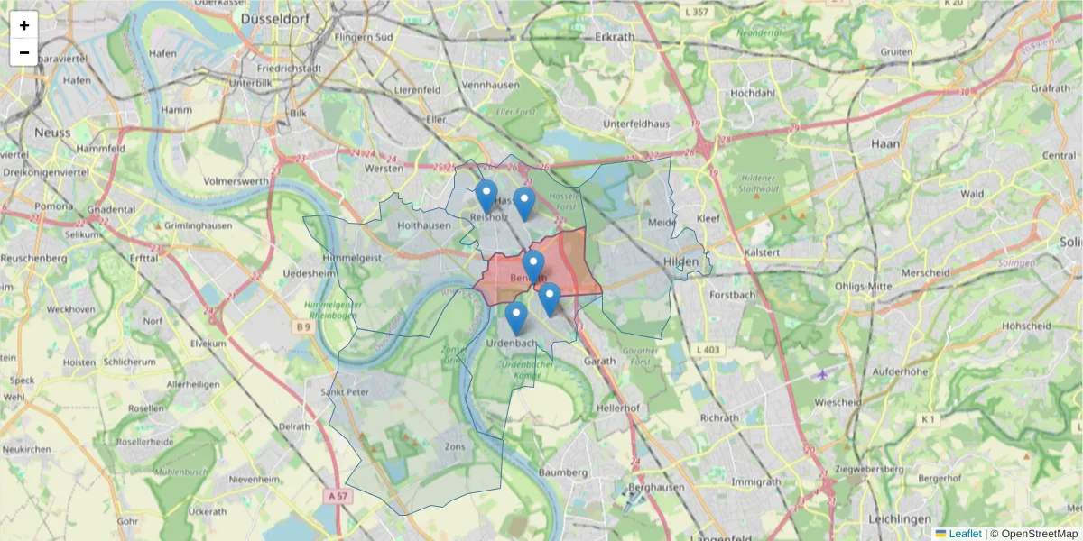 Karte des Postleitzahlen Bereichs  und der umliegenden Postleitzahlen in Deutschland