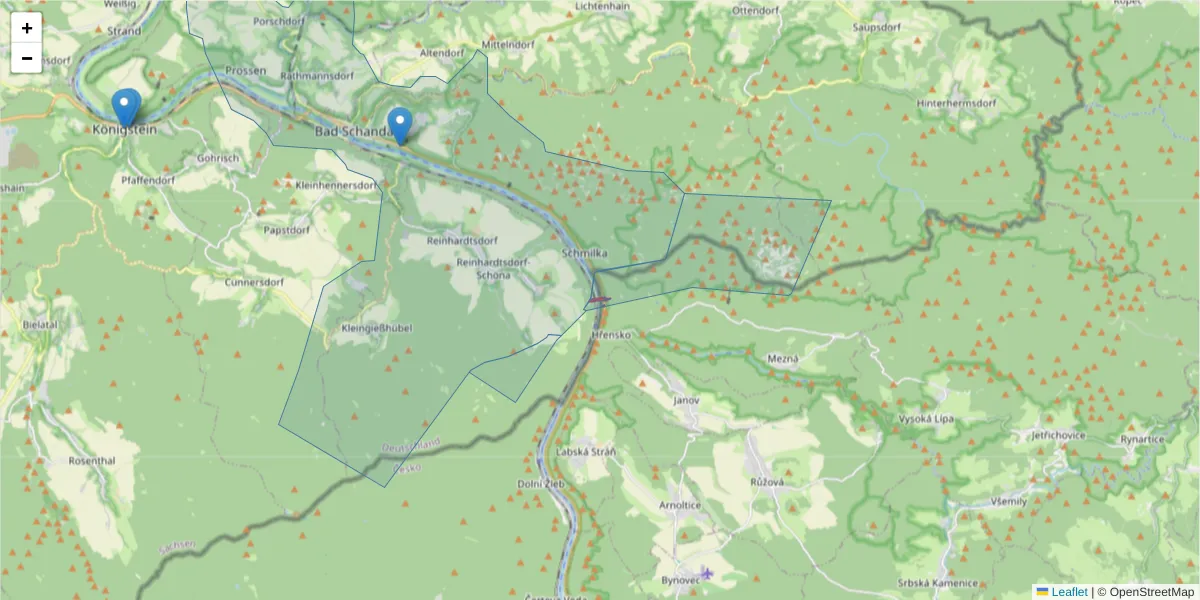 Karte des Postleitzahlen Bereichs  und der umliegenden Postleitzahlen in Deutschland