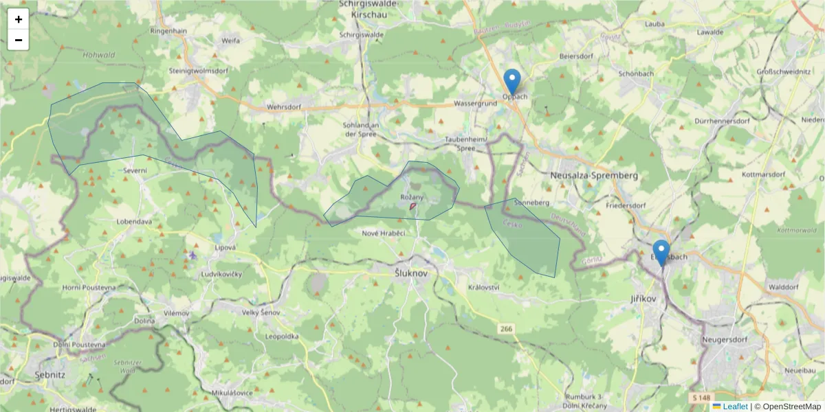 Karte des Postleitzahlen Bereichs  und der umliegenden Postleitzahlen in Deutschland