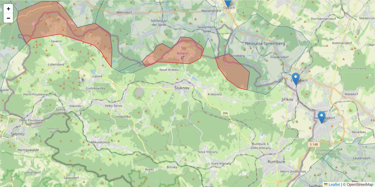 Karte des Postleitzahlen Bereichs  und der umliegenden Postleitzahlen in Deutschland