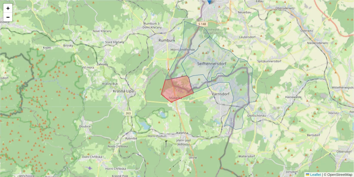 Karte des Postleitzahlen Bereichs  und der umliegenden Postleitzahlen in Deutschland