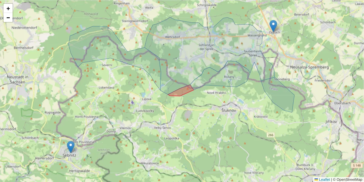 Karte des Postleitzahlen Bereichs  und der umliegenden Postleitzahlen in Deutschland