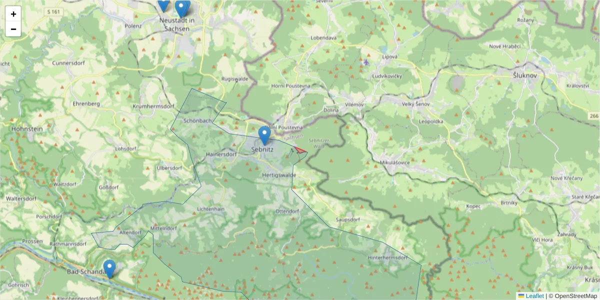 Karte des Postleitzahlen Bereichs  und der umliegenden Postleitzahlen in Deutschland