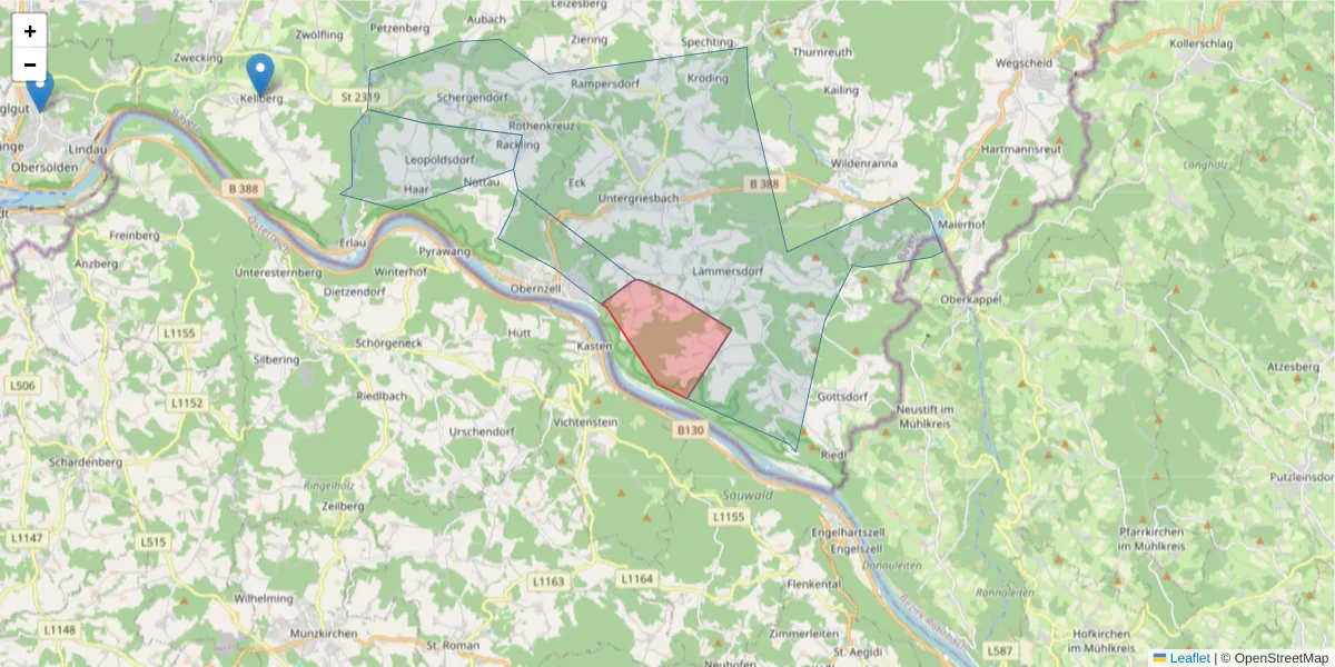 Karte des Postleitzahlen Bereichs  und der umliegenden Postleitzahlen in Deutschland