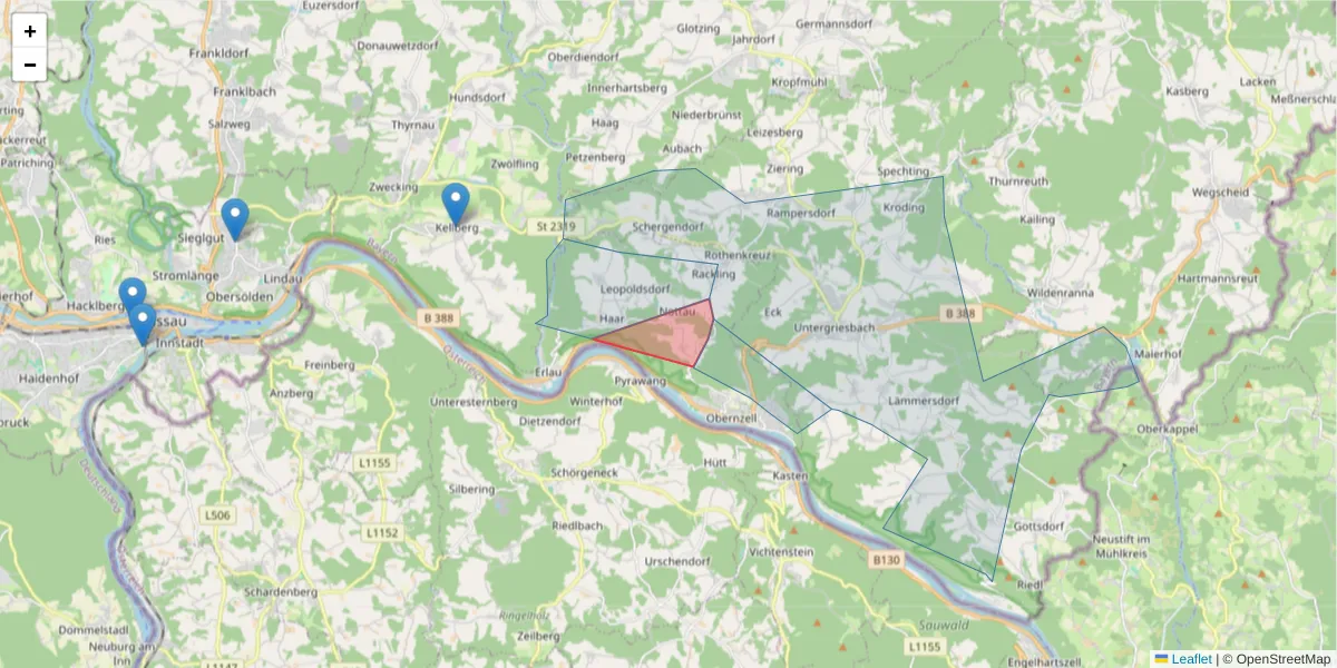 Karte des Postleitzahlen Bereichs  und der umliegenden Postleitzahlen in Deutschland