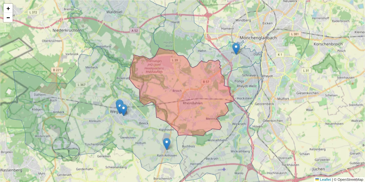 Karte des Postleitzahlen Bereichs  und der umliegenden Postleitzahlen in Deutschland