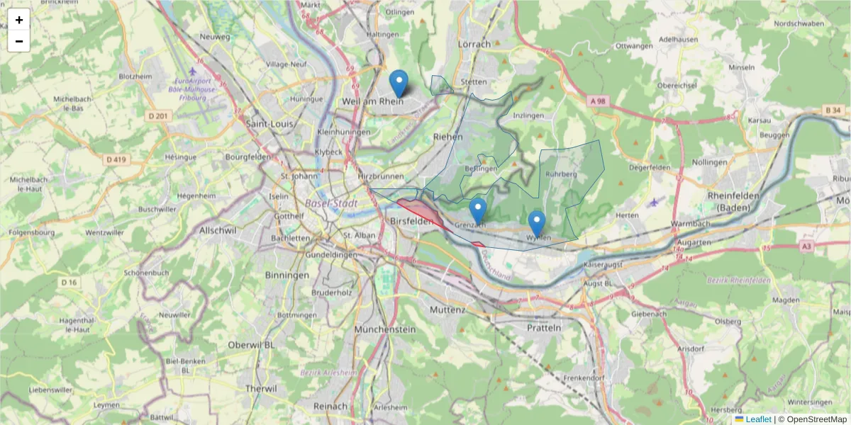 Karte des Postleitzahlen Bereichs  und der umliegenden Postleitzahlen in Deutschland