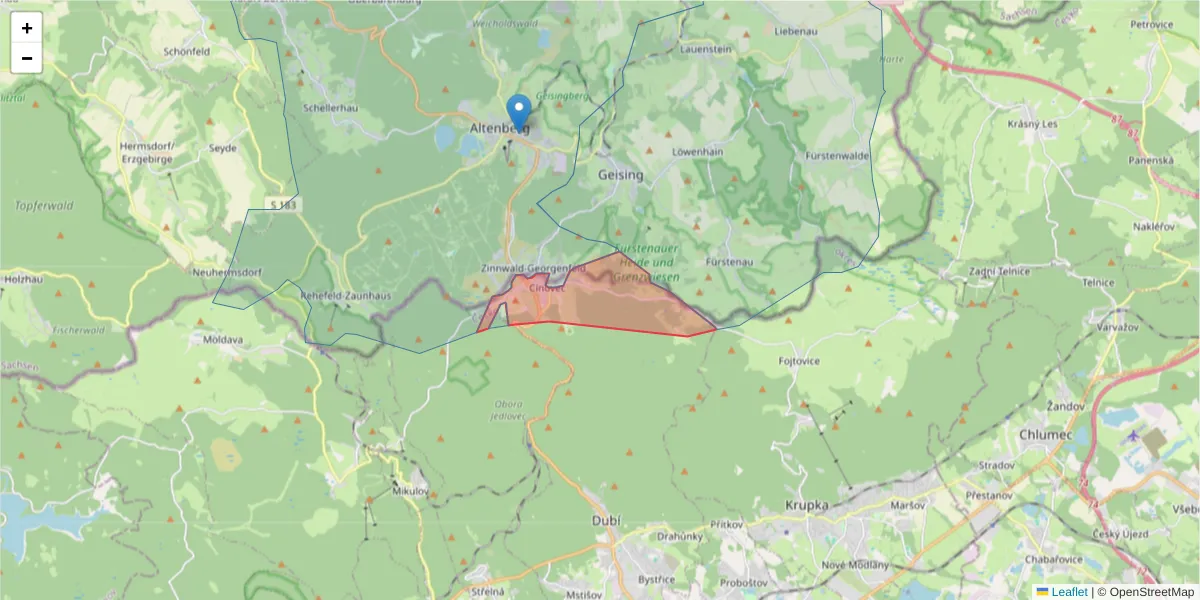 Karte des Postleitzahlen Bereichs  und der umliegenden Postleitzahlen in Deutschland