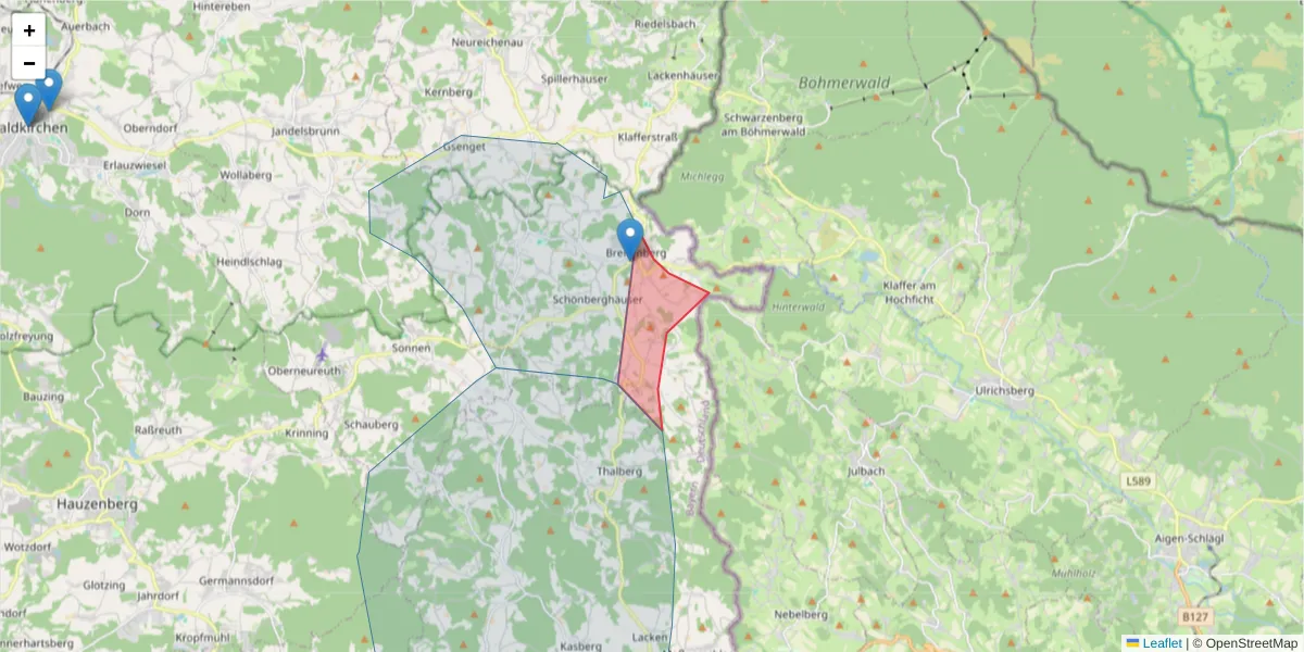 Karte des Postleitzahlen Bereichs  und der umliegenden Postleitzahlen in Deutschland