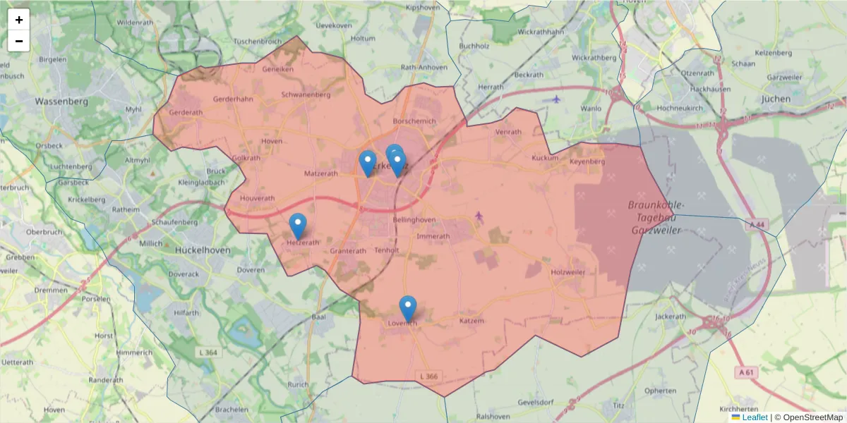 Karte des Postleitzahlen Bereichs  und der umliegenden Postleitzahlen in Deutschland