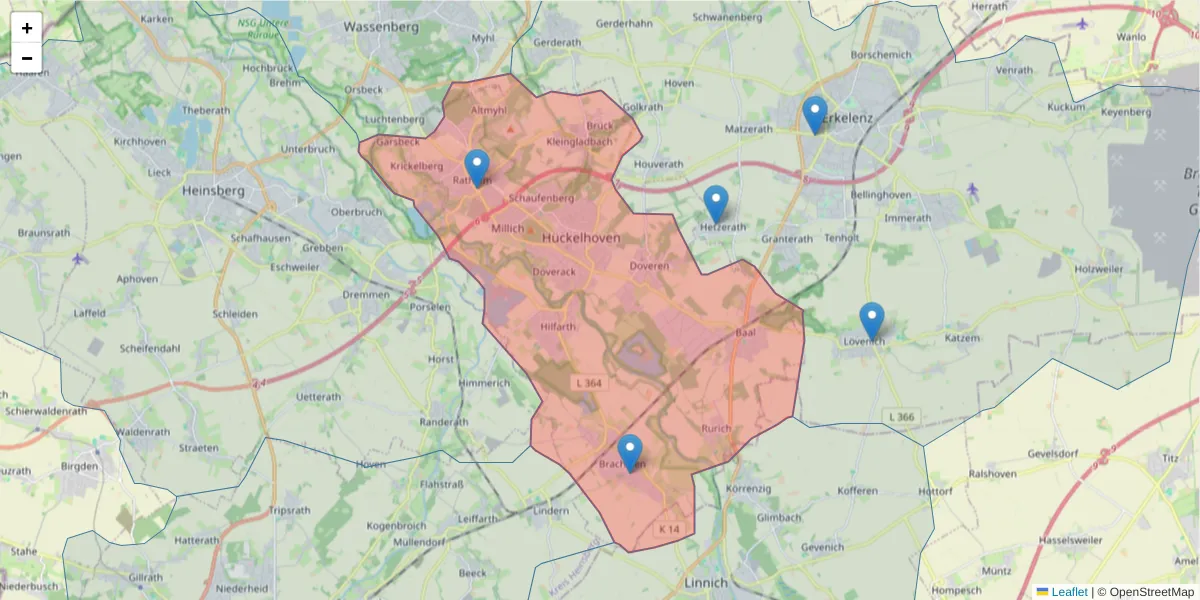 Karte des Postleitzahlen Bereichs  und der umliegenden Postleitzahlen in Deutschland