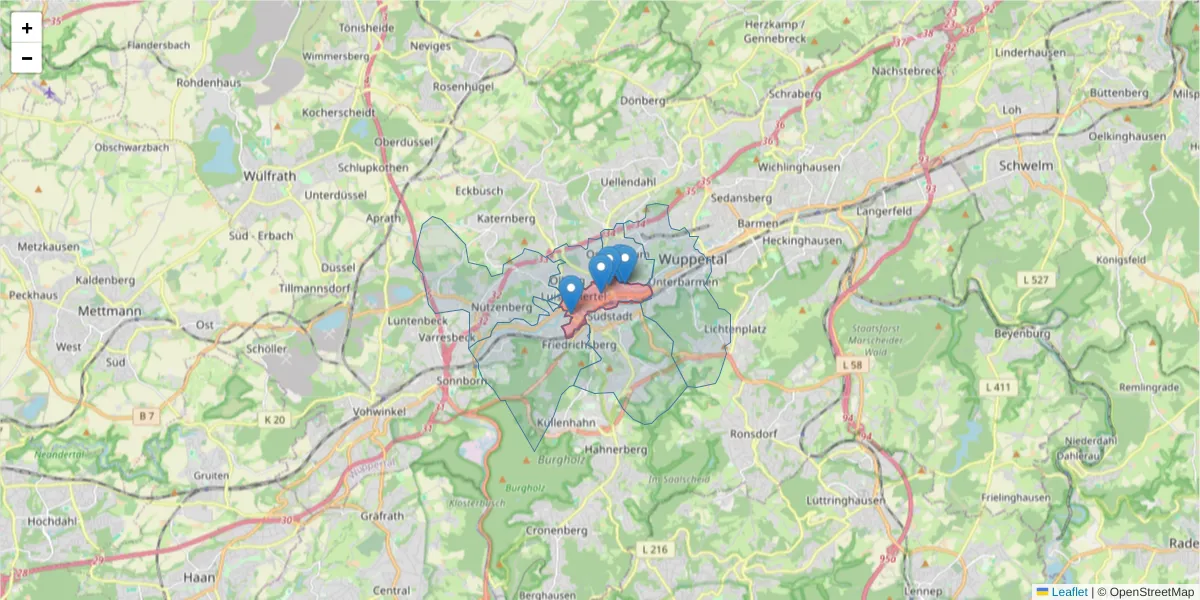 Karte des Postleitzahlen Bereichs  und der umliegenden Postleitzahlen in Deutschland