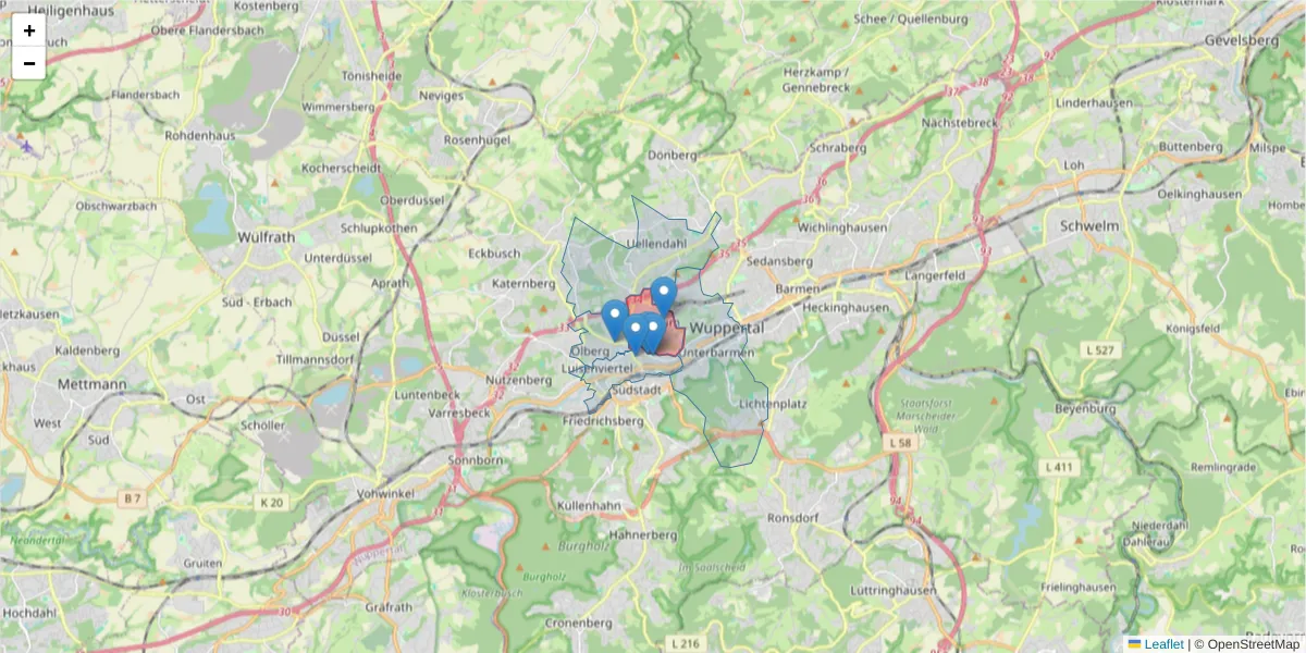 Karte des Postleitzahlen Bereichs  und der umliegenden Postleitzahlen in Deutschland