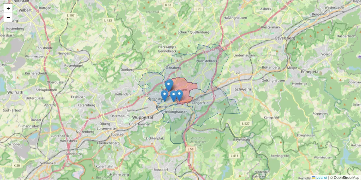 Karte des Postleitzahlen Bereichs  und der umliegenden Postleitzahlen in Deutschland