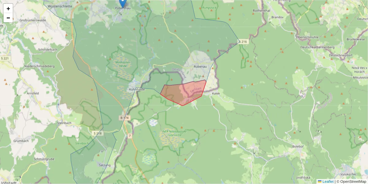 Karte des Postleitzahlen Bereichs  und der umliegenden Postleitzahlen in Deutschland