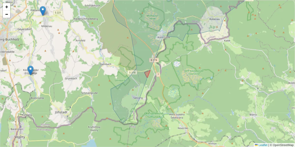 Karte des Postleitzahlen Bereichs  und der umliegenden Postleitzahlen in Deutschland