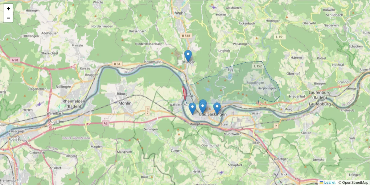 Karte des Postleitzahlen Bereichs  und der umliegenden Postleitzahlen in Deutschland