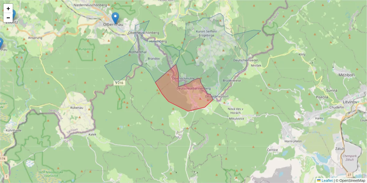 Karte des Postleitzahlen Bereichs  und der umliegenden Postleitzahlen in Deutschland