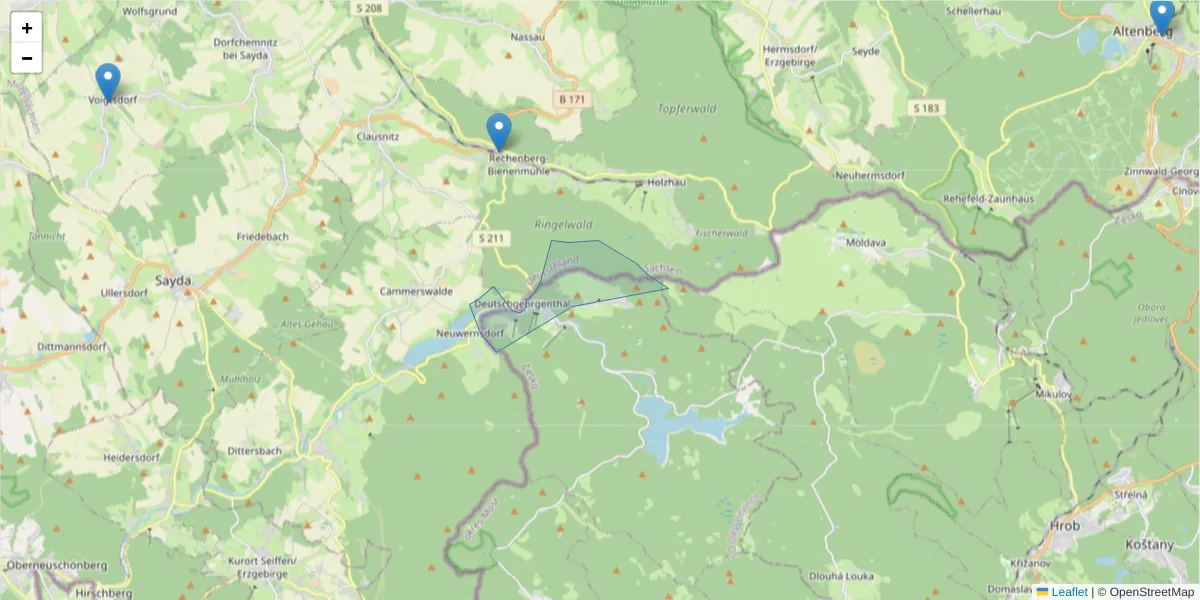 Karte des Postleitzahlen Bereichs  und der umliegenden Postleitzahlen in Deutschland