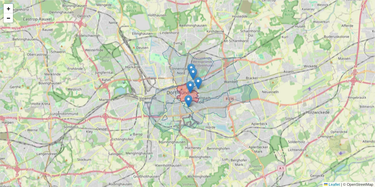 Karte des Postleitzahlen Bereichs  und der umliegenden Postleitzahlen in Deutschland