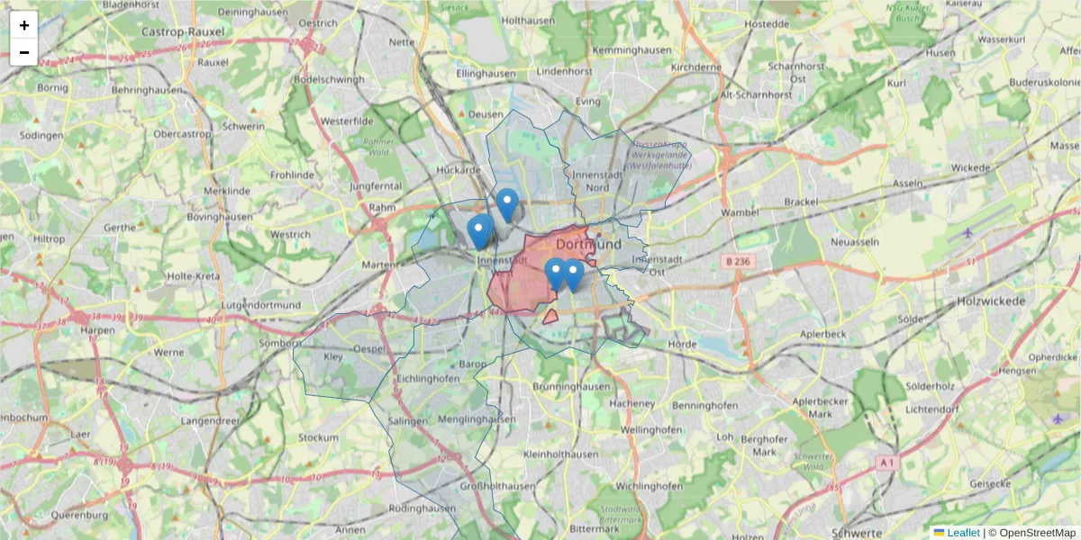 Karte des Postleitzahlen Bereichs  und der umliegenden Postleitzahlen in Deutschland