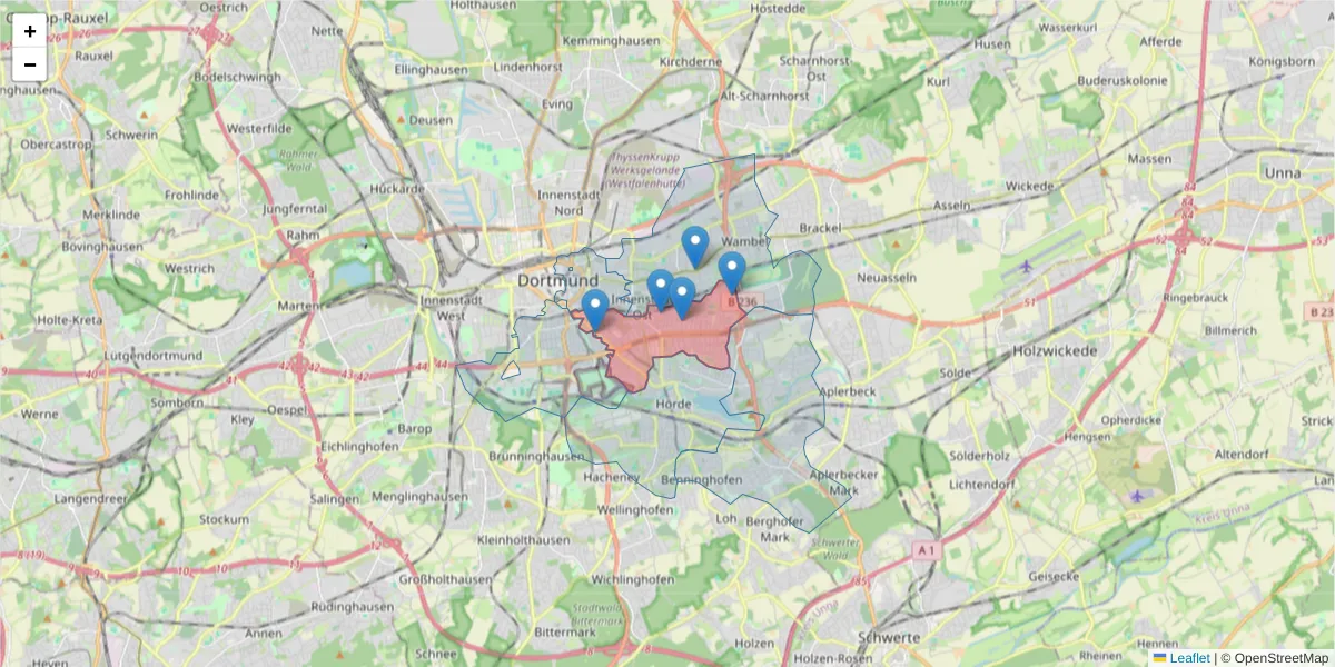 Karte des Postleitzahlen Bereichs  und der umliegenden Postleitzahlen in Deutschland