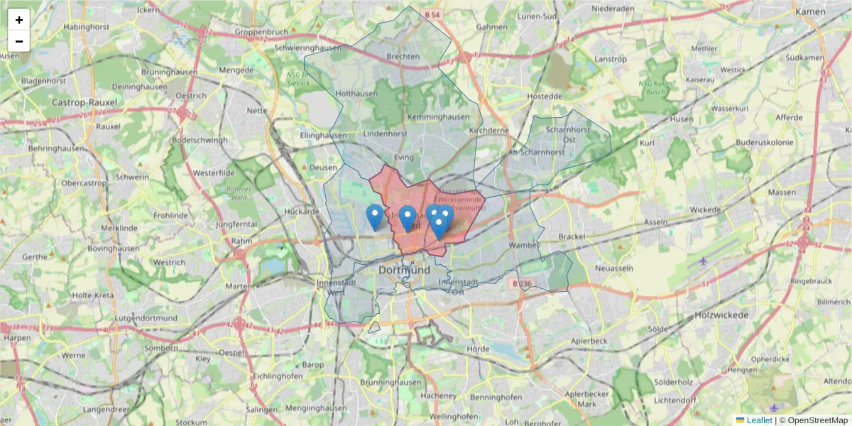 Karte des Postleitzahlen Bereichs  und der umliegenden Postleitzahlen in Deutschland