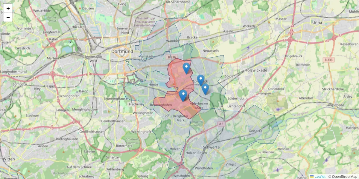 Karte des Postleitzahlen Bereichs  und der umliegenden Postleitzahlen in Deutschland