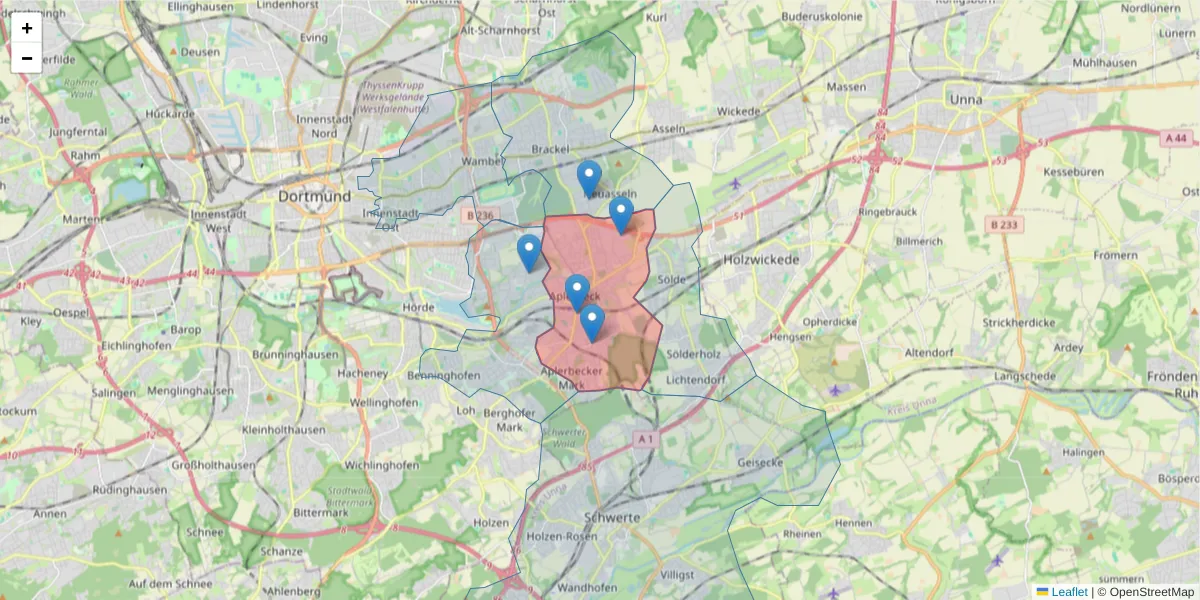Karte des Postleitzahlen Bereichs  und der umliegenden Postleitzahlen in Deutschland