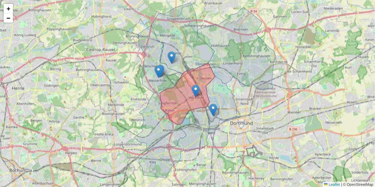 Karte des Postleitzahlen Bereichs  und der umliegenden Postleitzahlen in Deutschland