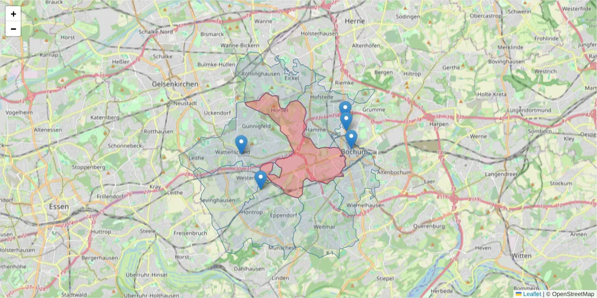 Karte des Postleitzahlen Bereichs  und der umliegenden Postleitzahlen in Deutschland