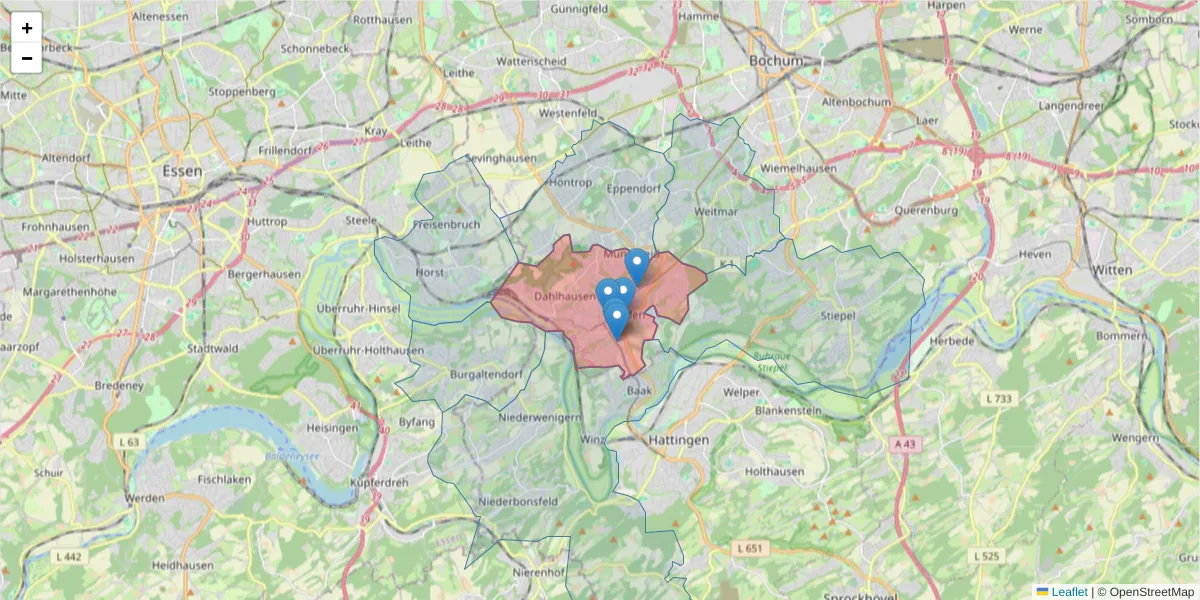 Karte des Postleitzahlen Bereichs  und der umliegenden Postleitzahlen in Deutschland