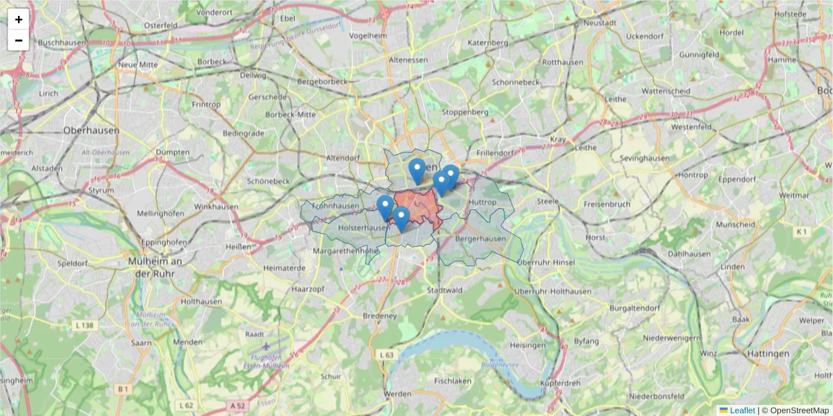 Karte des Postleitzahlen Bereichs  und der umliegenden Postleitzahlen in Deutschland