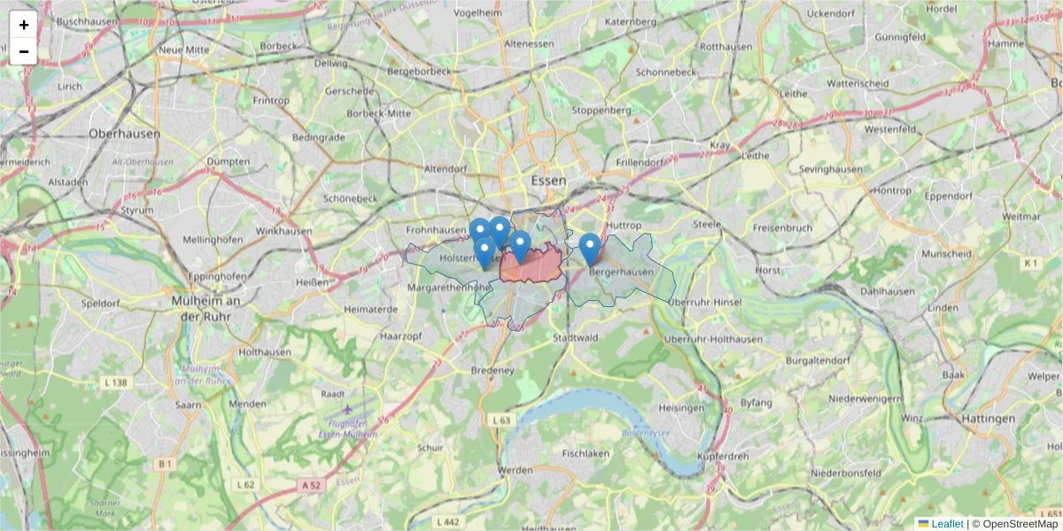 Karte des Postleitzahlen Bereichs  und der umliegenden Postleitzahlen in Deutschland