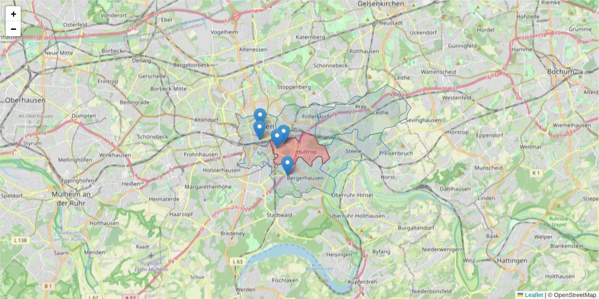 Karte des Postleitzahlen Bereichs  und der umliegenden Postleitzahlen in Deutschland