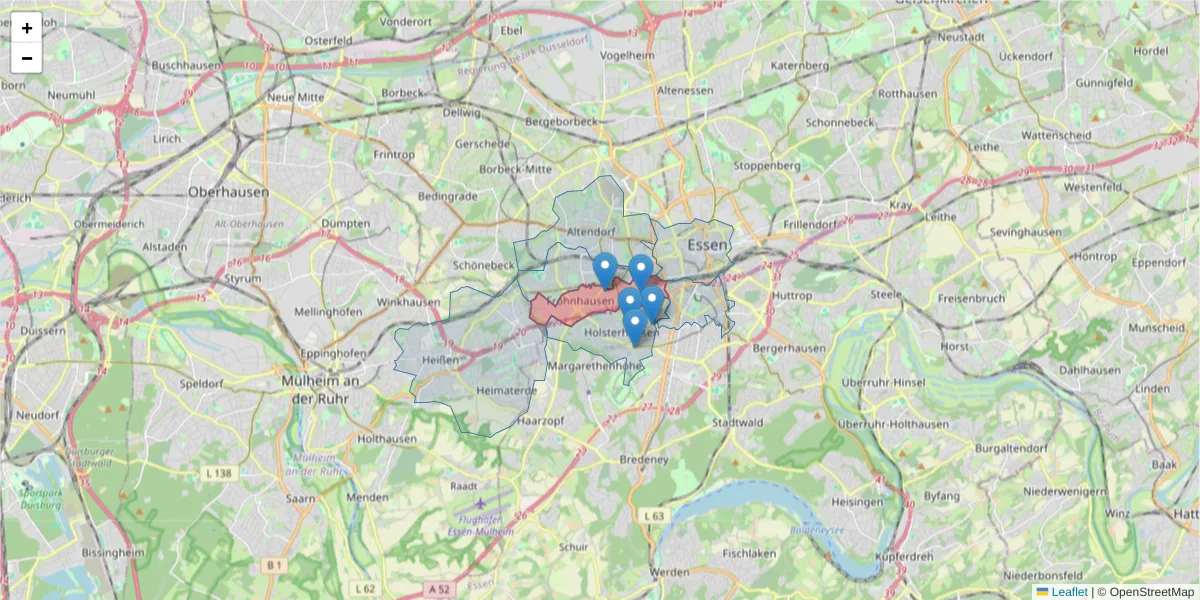 Karte des Postleitzahlen Bereichs  und der umliegenden Postleitzahlen in Deutschland