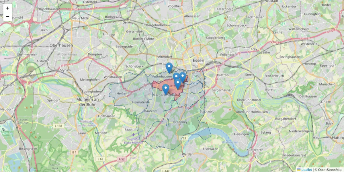 Karte des Postleitzahlen Bereichs  und der umliegenden Postleitzahlen in Deutschland