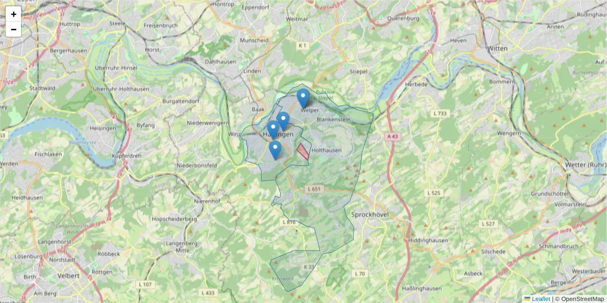 Karte des Postleitzahlen Bereichs  und der umliegenden Postleitzahlen in Deutschland