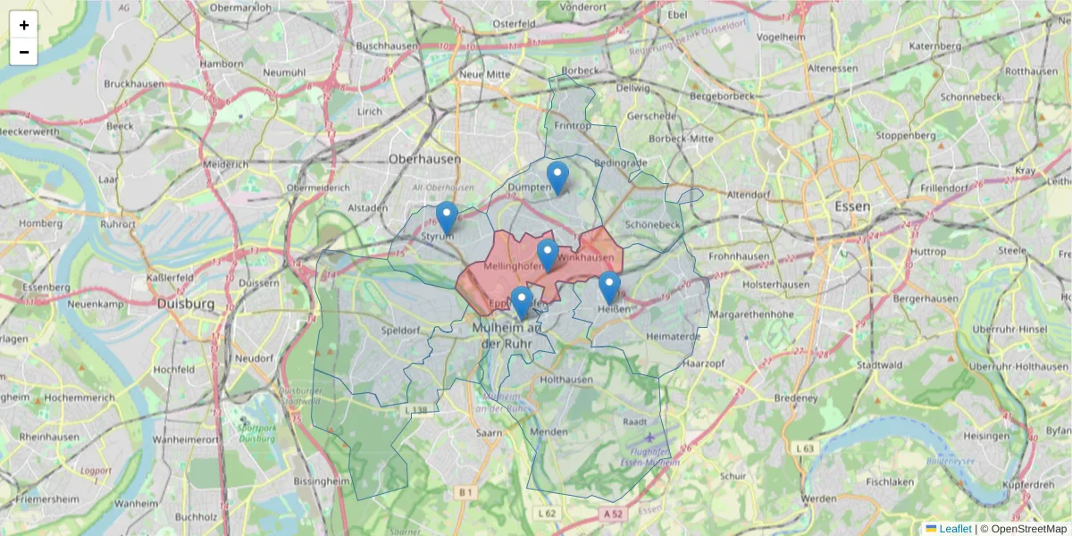 Karte des Postleitzahlen Bereichs  und der umliegenden Postleitzahlen in Deutschland