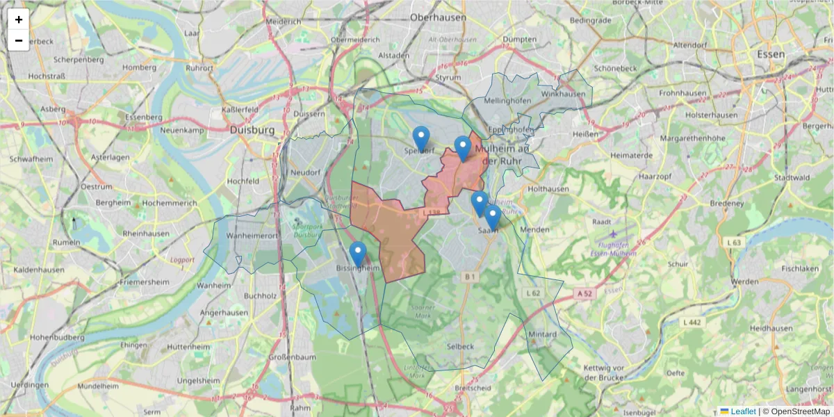 Karte des Postleitzahlen Bereichs  und der umliegenden Postleitzahlen in Deutschland